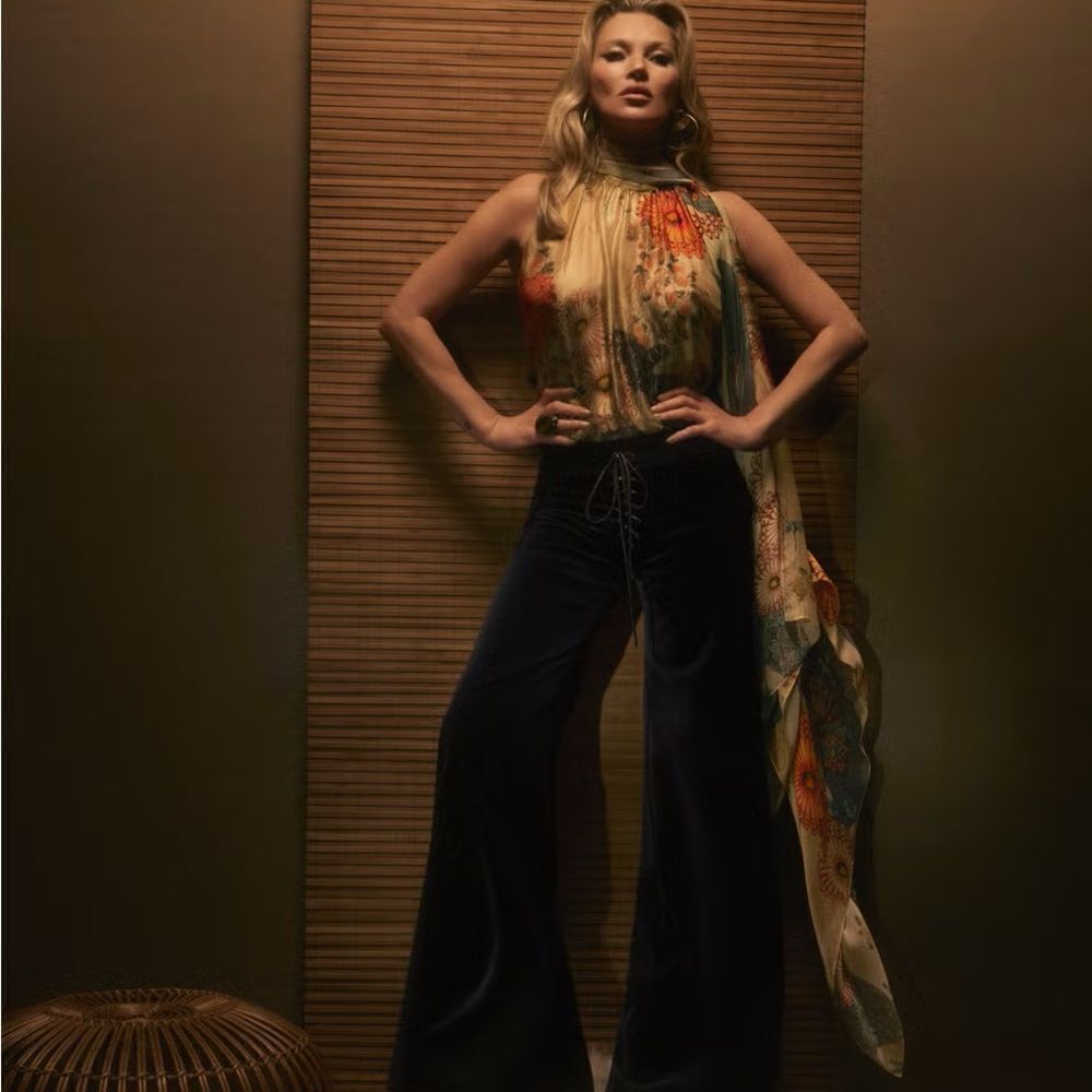 Zara Kate Moss 100% silk scarf top